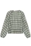 SAMSOE & SAMSOE SAMSOE SAMSOE PLAID TEXTURED BLOUSE