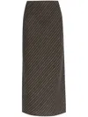 Samsoe & Samsoe Womens Saagneta Pinstripe Linen Maxi Skirt Beluga St. In Grau