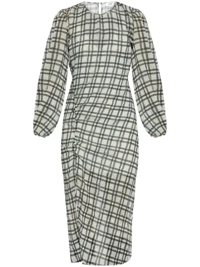 Samsoe & Samsoe Samsoe Samsoe Plaid Midi Dress In Blue
