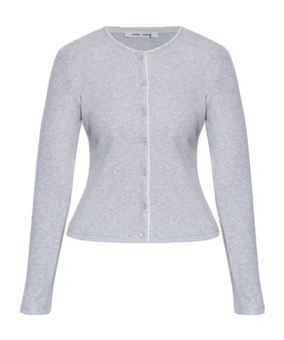 Samsoe & Samsoe Sajune Buttoned-up Long-sleeve Cardigan In Gray