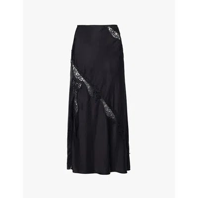 Samsoe & Samsoe Samsoe Samsoe Womens Black Sachic Lace-panel Woven Skirt In Black