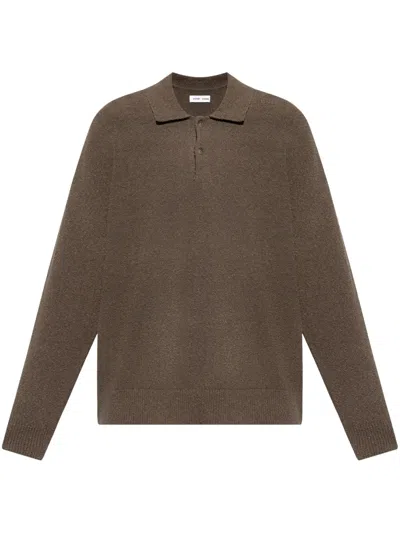 Samsoe & Samsoe Sanino Knitted Polo Shirt In ブラウン