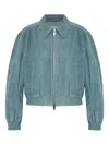 Samsoe & Samsoe Womens Sasaffy Elasticated-trims Suede Jacket Surf Spray Xs