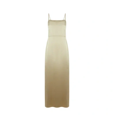 Samsoe & Samsoe Satin Maxi Dress In Neutral
