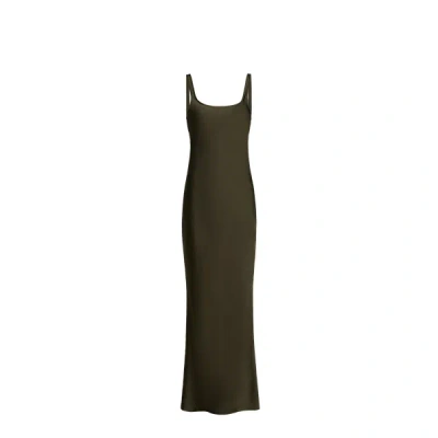 Samsoe & Samsoe Satin Maxi Dress In Green