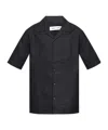 Samsoe & Samsoe Short-sleeve Linen-blend Shirt In Black