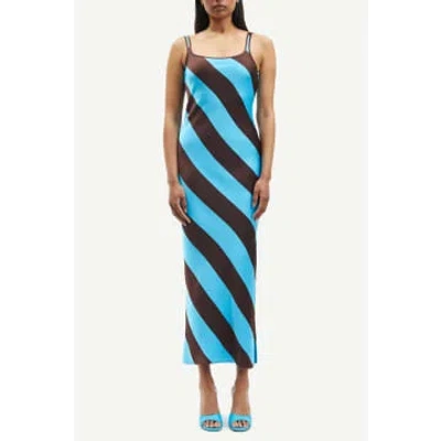 Samsoe & Samsoe Swim Cap Stripe Sunna Dress In Blue