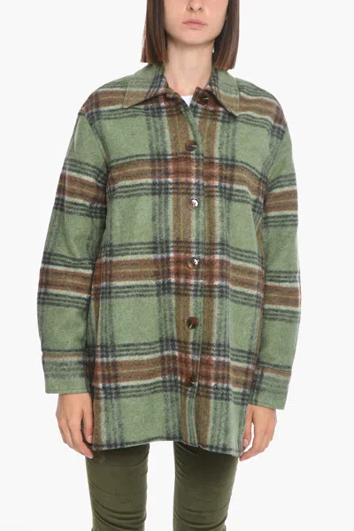 Samsoe & Samsoe Tartan Patterned Rosalie Pile Oveshirt In Green