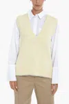 Samsoe & Samsoe V-neck Krista Knitted Vest With Contrasting Stitching In White