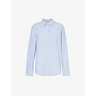 Samsoe & Samsoe Samsoe Samsoe Womens Blue White Samadisoni Striped Recycled Cotton-blend Shirt