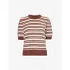 SAMSOE & SAMSOE SAMSOE SAMSOE WOMEN'S BRONESTONE SAGIULIA STRIPED RECYCLED COTTON-BLEND KNITTED JUMPER