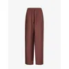 SAMSOE & SAMSOE SAMSOE SAMSOE WOMEN'S BROWN STONE SAHELENA RELAED-FIT WIDE-LEG WOVEN TROUSERS