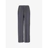 SAMSOE & SAMSOE SAMSOE SAMSOE WOMEN'S GRAY PINSTRIPE UMA WIDE-LEG HIGH-RISE STRETCH-RECYCLED POLYESTER TROUSERS