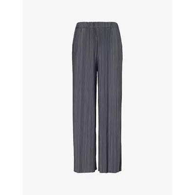 Samsoe & Samsoe Samsoe Samsoe Womens Gray Pinstripe Uma Wide-leg High-rise Stretch-recycled Polyester Trousers