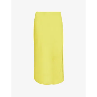 Samsoe & Samsoe Samsoe Samsoe Womens Green Sheen Agneta Mid-rise Recycled-polyester Midi Skirt