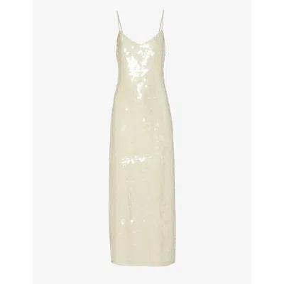 Samsoe & Samsoe Samsoe Samsoe Womens Pear Sorbet Sally Sequin-embellished Recycled Polyester Maxi Dress