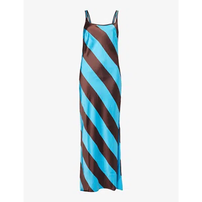 Samsoe & Samsoe Samsoe Samsoe Womens Swim Cap Sunna Striped Recycled Polyester-blend Maxi Dress