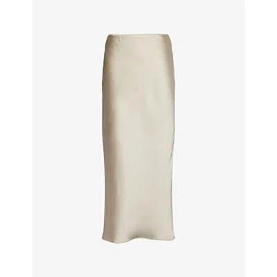 Samsoe & Samsoe Womens Agate Gray Saagneta Elasticated-waistband Satin Maxi Skirt