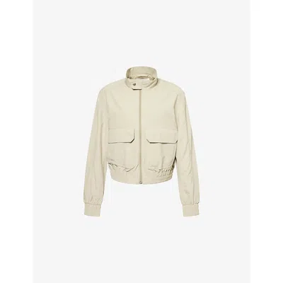 Samsoe & Samsoe Womens Saria Band-collar Woven Jacket Agate Gray