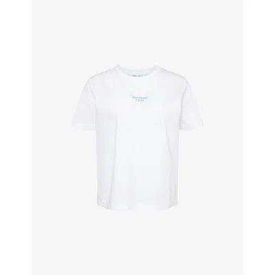 Samsoe & Samsoe Womens Ice Blue Jasper Sacamino Printed Cotton-jersey T-shirt