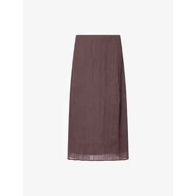 Samsoe & Samsoe Womens Raisin Savira Crinkle Woven Midi Skirt