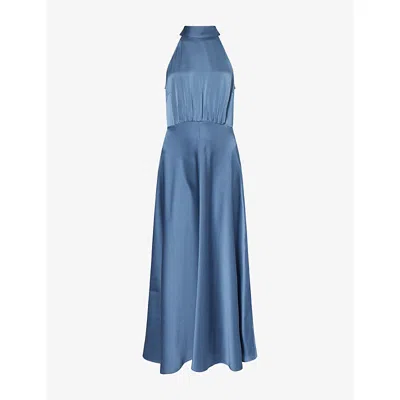 Samsoe & Samsoe Womens Rheo Halter-neck Woven Maxi Dress Bluefin