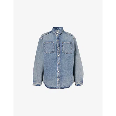 Samsoe & Samsoe Womens Authentic Saeleanori Patch-pocket Denim Shirt