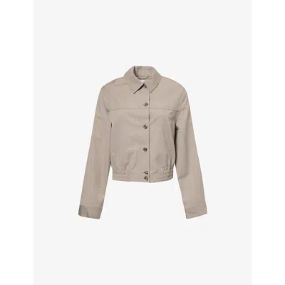 Samsoe & Samsoe Womens Saesmella Cropped Recycled-polyester And Wool-blend Shirt Bungee Cord