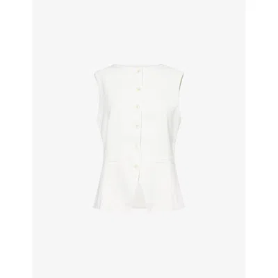 SAMSOE & SAMSOE WOMENS EGRET SARUMA BUTTON-DOWN WOVEN WAISTCOAT