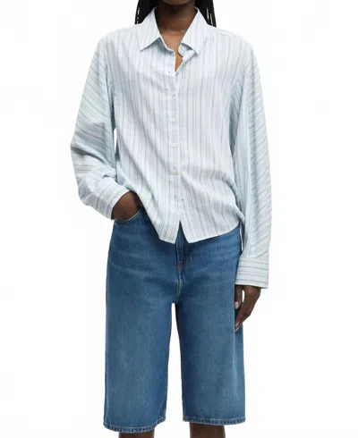 Samsoe Sania Shirt In Skywriting Stripe In White