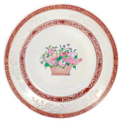 Pre-owned Samson & Cie Antique Samson Chinese Export Style Porcelain Bianco Sopra Bianco Plate In Sand