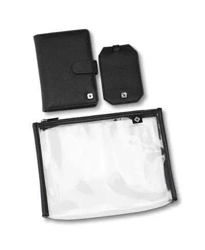 Samsonite 3 Piece Passport Cover, Luggage Tag Set In Black
