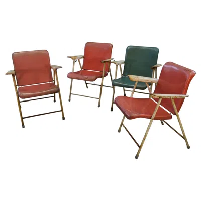 Pre-owned Samsonite Chaises Pliantes Par Russel Wright Pour  Chairs 1960's In Brown