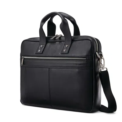 Samsonite Classic Leather Softside Slim Brief - Bags In Black