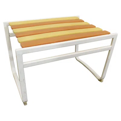 Pre-owned Samsonite Mid-century Modern Outdoor Patio  Flat Tube Steel Ottoman End Table In Sand