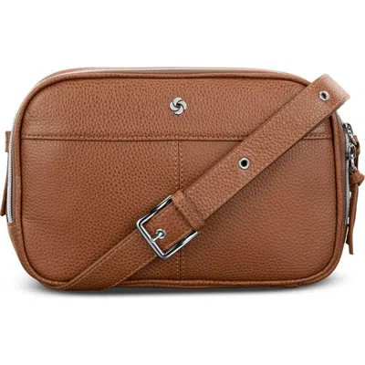 Samsonite Mobile Solution 2 Leather Crossbody Bag In Brown