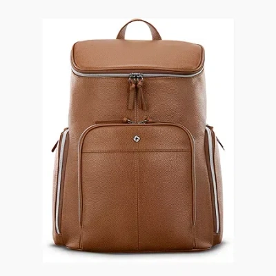 Samsonite Mobile Solution 2 Leather Deluxe Unisex Adult Padded Straps Backpack In Brown