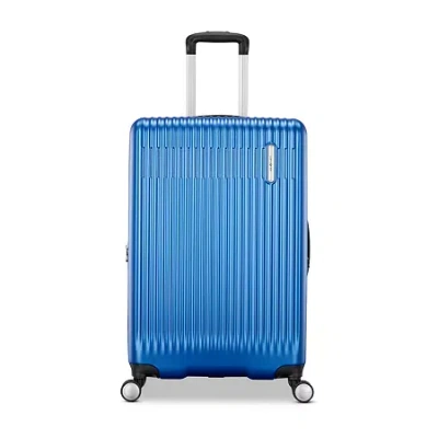 Samsonite Opto 4 25 Inch Hardside Checked Spinner Luggage In Blue