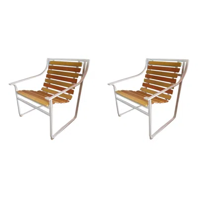 Pre-owned Samsonite Rare Pair Of Mid-century Modern  Outdoor Patio Steel Tube Armchairs In Brown