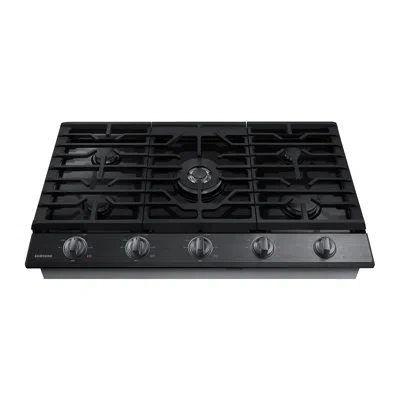 Samsung 36" Smart Gas Cooktop With Illuminated Knobs In Black Stainless Steel