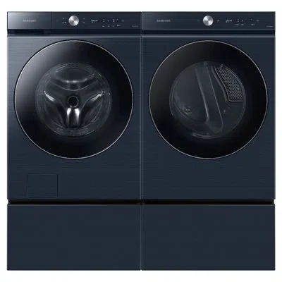 Samsung 5.3 Cu. Ft. Front Load Washer With 7.6 Cu. Ft. Dryer With Super Speed Dry In Brushed Navy
