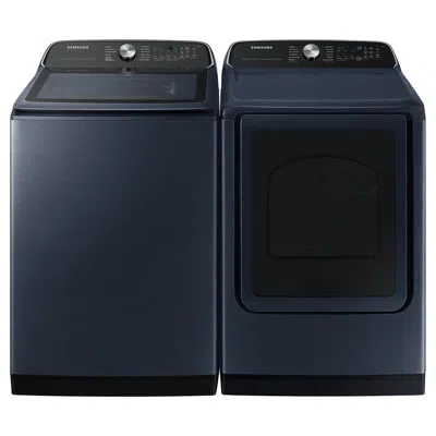 Samsung 5.4 Cu. Ft. Top Load Washer With 7.4 Cu. Ft. Dryer With Steam Santize+ In Brushed Navy