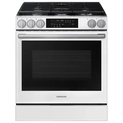 Samsung 6.0 Cu. Ft. Smart Slide-in Gas Range With Illuminated Precision Knobs In Bespoke White Glass