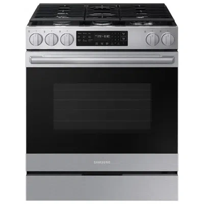 Samsung 6.0 Cu. Ft. Smart Slide-in Gas Range With True Convection In Bespoke White Glass In Stainless Steel