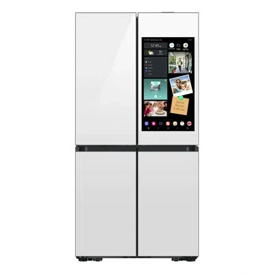 Samsung Bespoke 4-door Flex Counter Depth Refrigerator 23 Cu. Ft. In White Glass In White Glass,matte Black