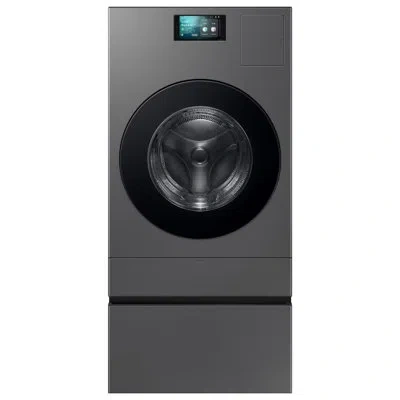Samsung Bespoke Ai Laundry Combo Pedestal With Storage Drawer In Dark Steel,dark Silver