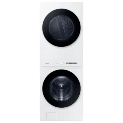Samsung Bespoke Ai Laundry Hub 4.6 Cu. Ft. Single Unit Washer And 7.6 Cu. Ft. Gas Dryer In White;black