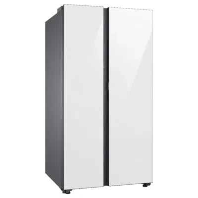 Samsung Bespoke Side-by-side 28 Cu. Ft. Refrigerator With Beverage Center In White Glass