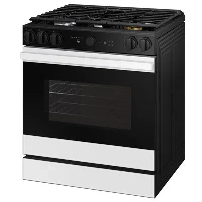 Samsung Bespoke Smart Slide-in Gas Range 6.0 Cu. Ft. With Smart Oven Camera In White Glass