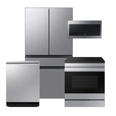 Samsung Bespoke Stainless Steel Counter Depth Kitchen Package With 23 Cu. Ft. Smart Bespoke 4-door French-do